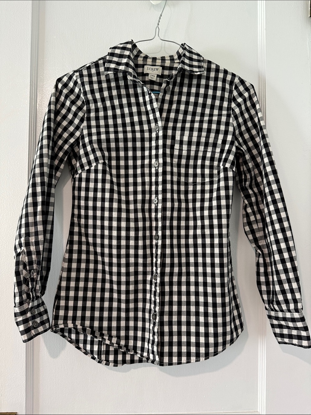 J. Crew Black & White Gingham Button-Down Shirt